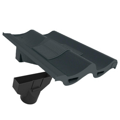 Grey Double Pantile Roof Tile Vent & Adapter, Marley Redland Russell Sandtoft
