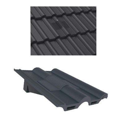 Grey Double Roman Roof Tile Vent & Adapter, Marley Redland Russell Sandtoft