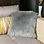 Grey Double Side Super Soft Luxury Faux Fur Decorative Plush Pillow Case 450 x 450 mm