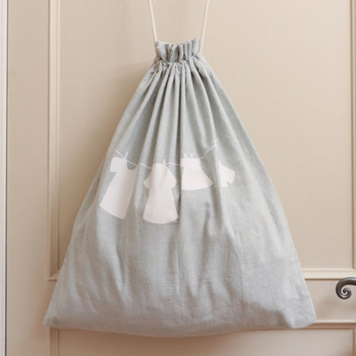Grey Draw String Cotton Laundry Bag - 3
