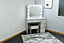 Grey Dressing Table with 4 Drawers Led Bulbs Lights Mirror Padded Stool (Stone Grey Effect)