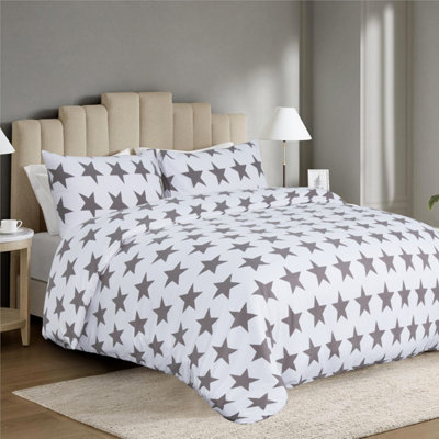 Grey Duvet Cover Set with Pillowcase Reversible Printed Floral Single Double King Super King Size Bedding Sets Comfortable Soft