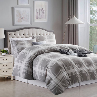 Grey Duvet Cover Set with Pillowcase Reversible Printed Floral Single Double King Super King Size Bedding Sets Comfortable Soft