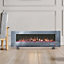 Grey Electric Fire Fireplace Wall Mounted or Inset 12 Flame Colors Remote Control with Freestanding Legs 50 Inch