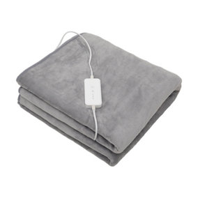 Grey Electric Heated Throw Blanket 6 Control Heat Settings 160 Lx 140cm W