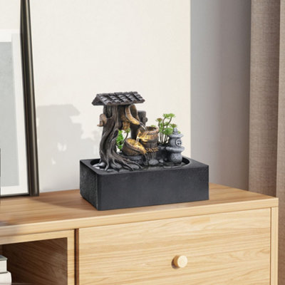 Grey Electricity Tabletop Fountain Relaxation Water Feature with Built in  Lighting for Home Office | DIY at B&Q