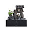 Grey Electricity Tabletop Fountain Relaxation Water Feature with Built in Lighting for Home Office