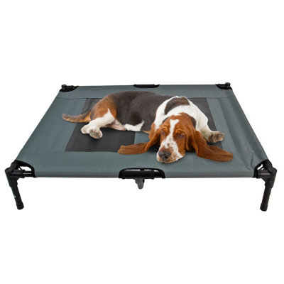 Grey Elevated Mesh Pet Bed Large