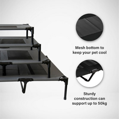 Image showcasing Grey Elevated Mesh Pet Bed Large