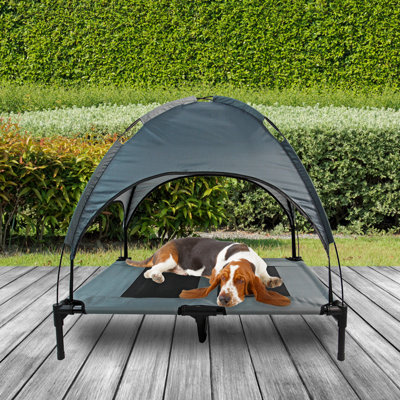 Picture of Grey Elevated Mesh Pet Bed With Canopy Large
