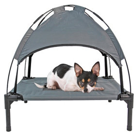 Grey Elevated Mesh Pet Bed With Canopy Small