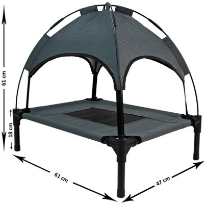 Grey Elevated Mesh Pet Bed With Canopy Small - 3