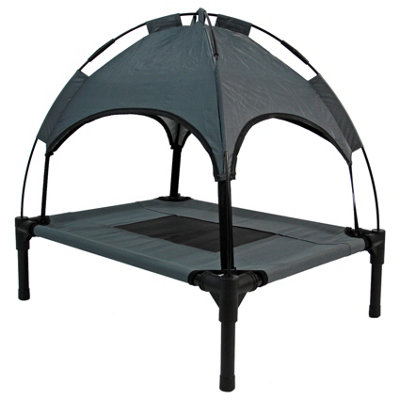 Grey Elevated Mesh Pet Bed With Canopy Small - 6