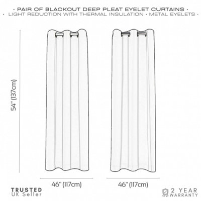 Grey Eyelet Curtains - Thermal Blackout Curtains - 46 x 72 Inch Drop ...