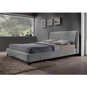 Grey Fabric Finished Contemporary Styled Bed Frame - King Size 5ft