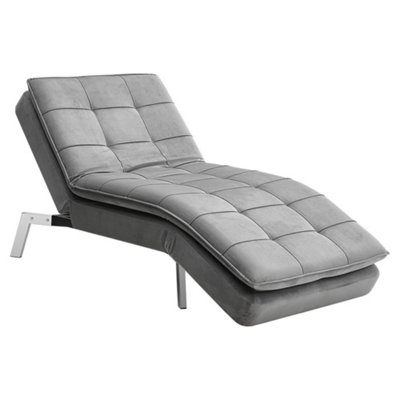 Grey Fabric Upholstered Chaise Lounge