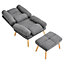 Grey Fabric Upholstered Recliner Chair 3 Position Adjustable Reclining Lounger Sofa Chair with Ottoman Footstool