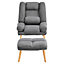 Grey Fabric Upholstered Recliner Chair 3 Position Adjustable Reclining Lounger Sofa Chair with Ottoman Footstool