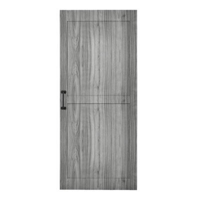 Grey Farmhouse Style Wood Grain Wooden Internal Sliding Door Barn Door with 6.6ft Steel Hardware Kit, 91 x 213cm
