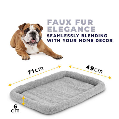 Grey Faux Fur Dog Bed - Medium