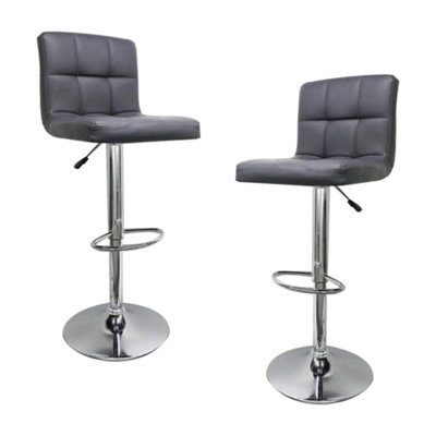 Grey Faux Leather Adjustable Bar Stools With Chrome Legs DIY at B&Q