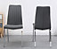 Grey Faux Leather Dining Chair Set of 6, Solid Chrome Frame