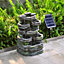 Grey Faux Rock Solar Power Resin Garden Fountain with LED Lights 46 cm