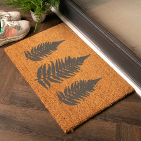 Grey Fern Leaves Pattern Doormat