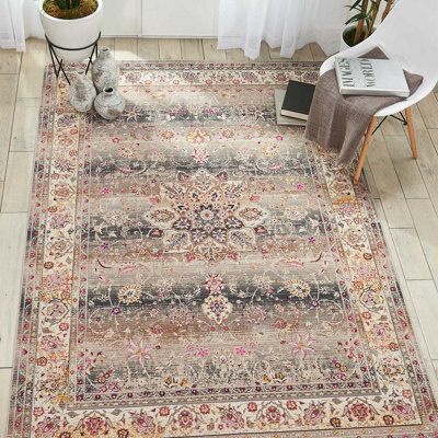 Grey Floral Persian Traditional Luxurious Rug for Living Room Bedroom and Dining Room-71 X 230cm (Runner)