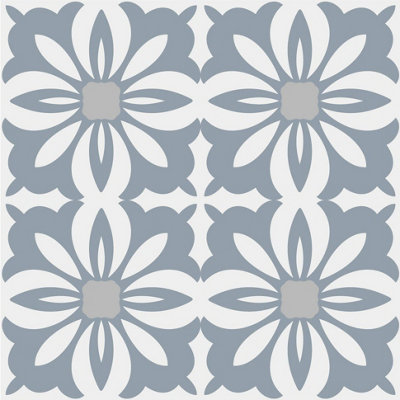 Grey Floral Vintage Pattern Tile Stickers