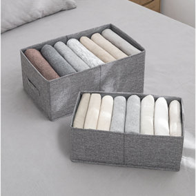 Grey Foldable Fabric Clothes Jeans Box Storage Organizer with Handles