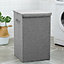Grey Folding Home Fabric Laundry Baskets Laundry Hamper with Lid 40 cm W x 40 cm D x 63 cm H