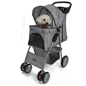 Grey Folding Pushchair Pet Stroller