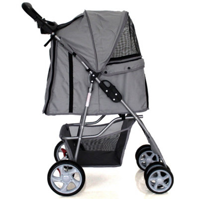 Grey Folding Pushchair Pet Stroller - 9