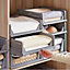Grey Folding Stackable Plastic Wardrobe Storage Box Clothes Drawer Organizer 38cm W x 43cm D x 19cm H