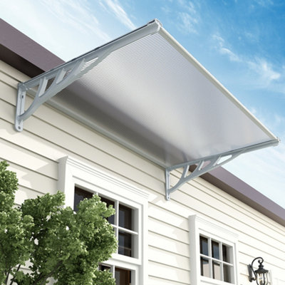 Grey Front Door Canopy Awning Rain Shelter For Window , Porch and Door W 150 cm x D 90 cm x H 28 cm