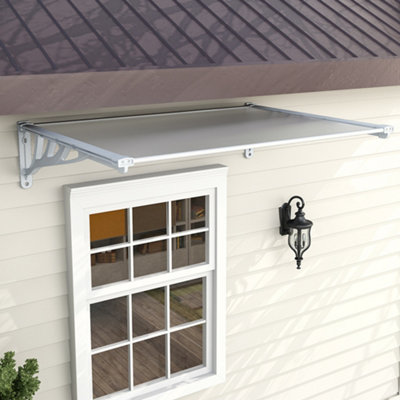 Grey Front Door Canopy Awning Rain Shelter For Window , Porch and Door W 150 cm x D 90 cm x H 28 cm