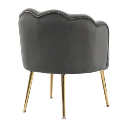 Grey Frosted Velvet Effect Tub Chair Occasional Armchair with Metal Legs