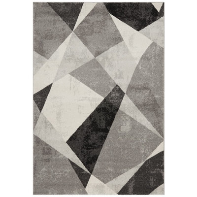 Grey Funky Modern Abstract Geometric Dining Room Bedroom & Living Room Rug-200cm X 290cm