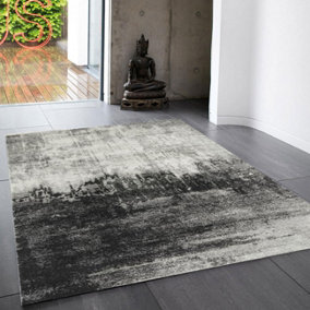 Grey Funky Modern Easy to Clean Abstract Rug For Dining Room-120cm X 170cm