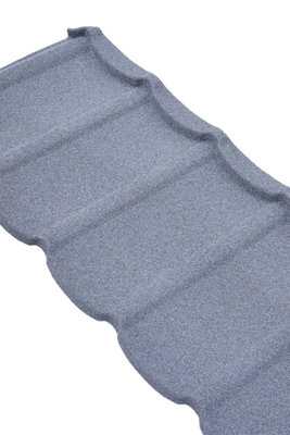 Grey Galvanised Zinc Tiles on Eaves Stone Coated Metal Roofing Shingles 2.3 m² 5 Pcs
