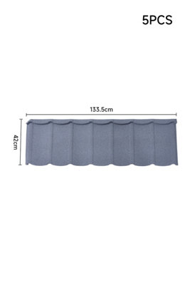 Grey Galvanised Zinc Tiles on Eaves Stone Coated Metal Roofing Shingles 2.3 m² 5 Pcs