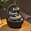 Grey Garden Fountain Resin Rock Effect Water Feature with LED Light