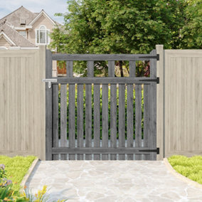 Grey Garden Gate Wooden Fence Door with Door Latch for Home Yard 120cmW x 120cmH