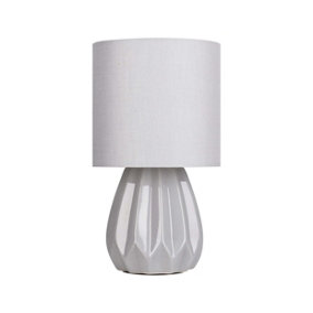 Grey Geo Ceramic Table Lamp And Shade