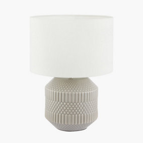 Grey Geo Textured Ceramic Table Lamp