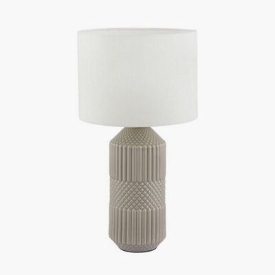 Grey Geo Textured Tall Ceramic Table Lamp
