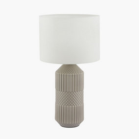 Grey Geo Textured Tall Ceramic Table Lamp
