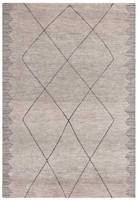 Grey Geometric Modern Easy to Clean Abstract Rug for Living Room Dining ...