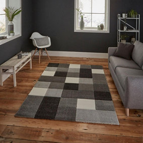 Grey Geometric Modern Handmade Rug for Living Room Bedroom and Dining Room-160cm X 220cm